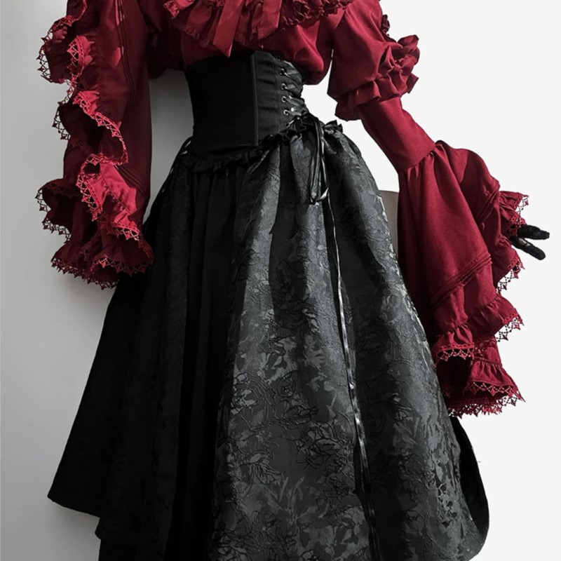 Women'S Red Formal Wear - Halloween dress black and red Gothic