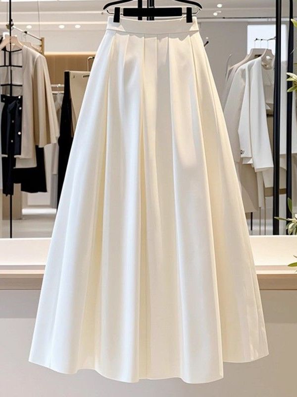 Elegant White High Waist Midi  - Formal Skirt 评论和价格