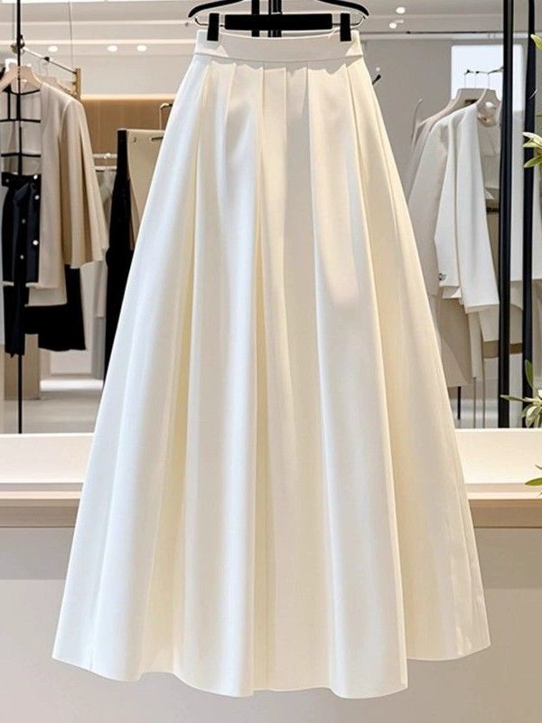 Elegant White High Waist Midi  - Formal Skirt 评论和价格