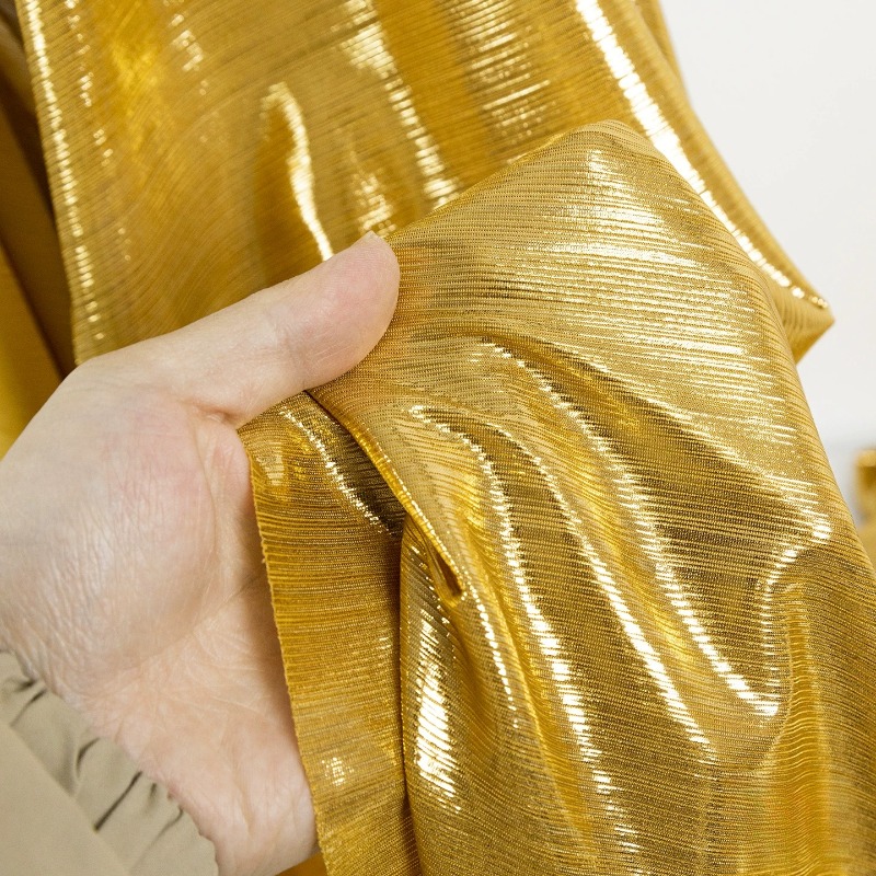 Golden Yellow Ribbed Knit Fabr - Evening Gown 评论和价格