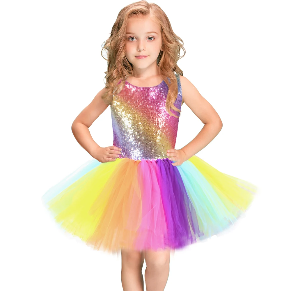 Rainbow Sequins Princess Dress - Evening Gown 评论和价格