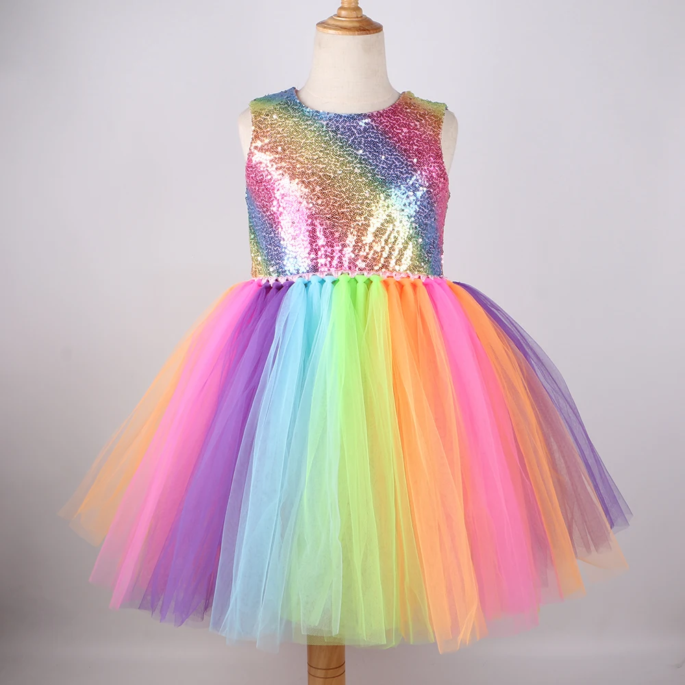 Rainbow Sequins Princess Dress - Evening Gown 评论和价格