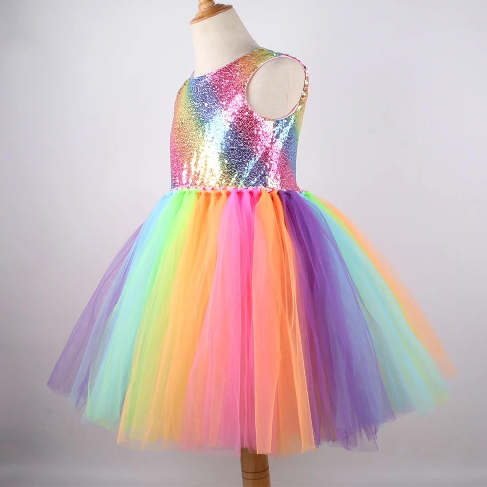 Rainbow Sequins Princess Dress - Evening Gown 评论和价格