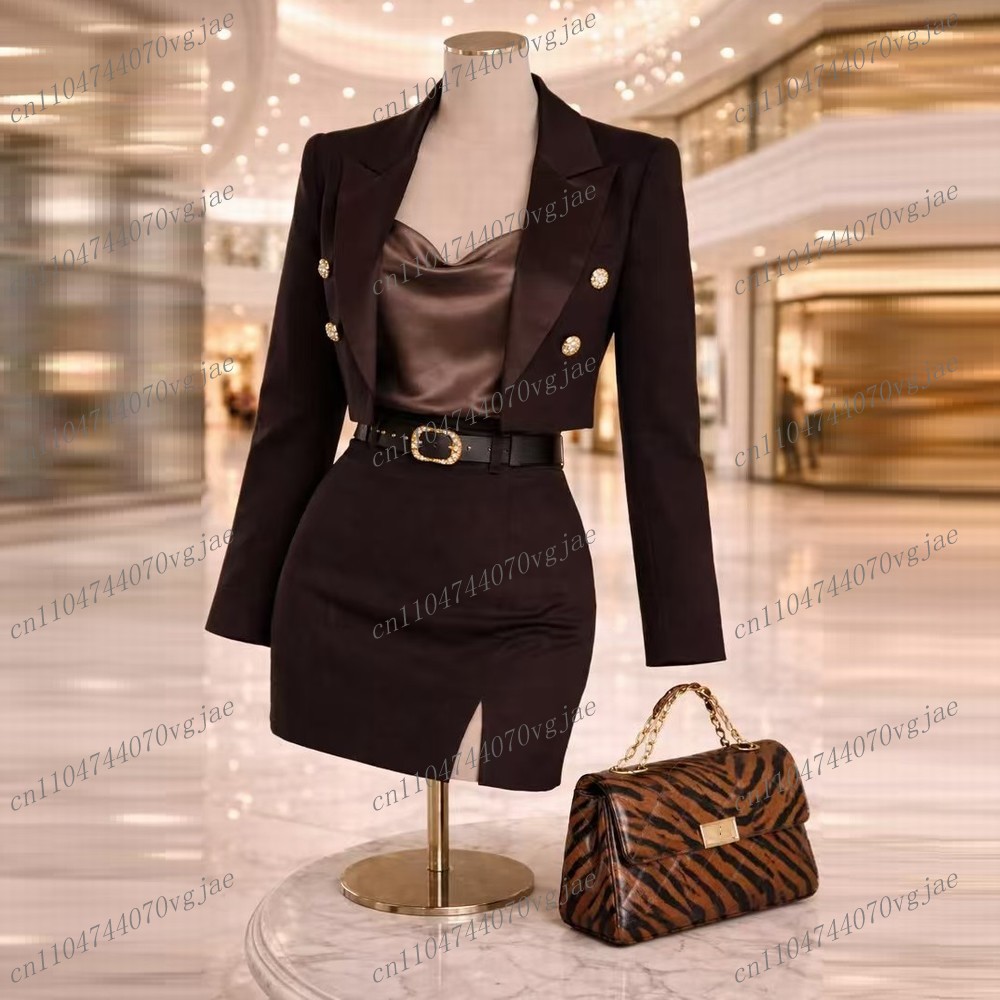 Dark Brown Formal New Blazer A - Formal Skirt 评论和价格