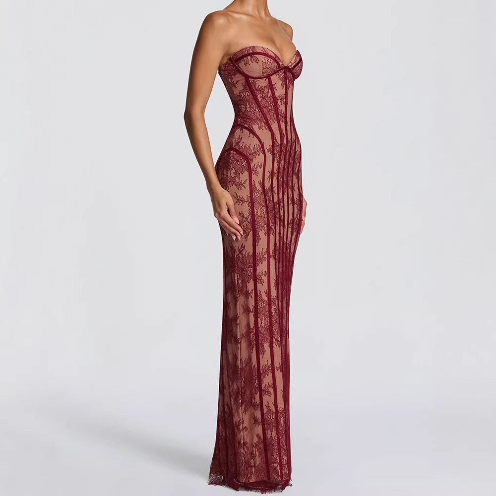 Strapless Bodycon Maxi Dress f - Evening Gown 评论和价格