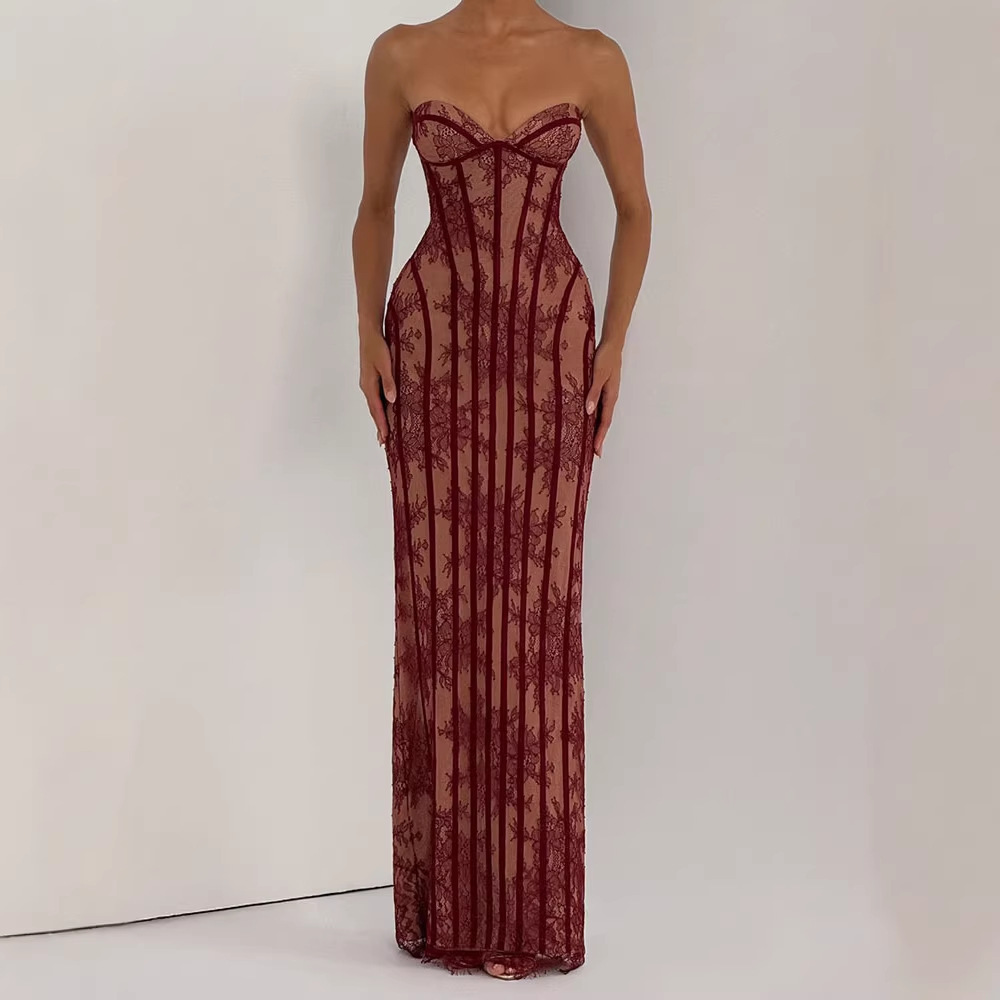 Strapless Bodycon Maxi Dress f - Evening Gown 评论和价格