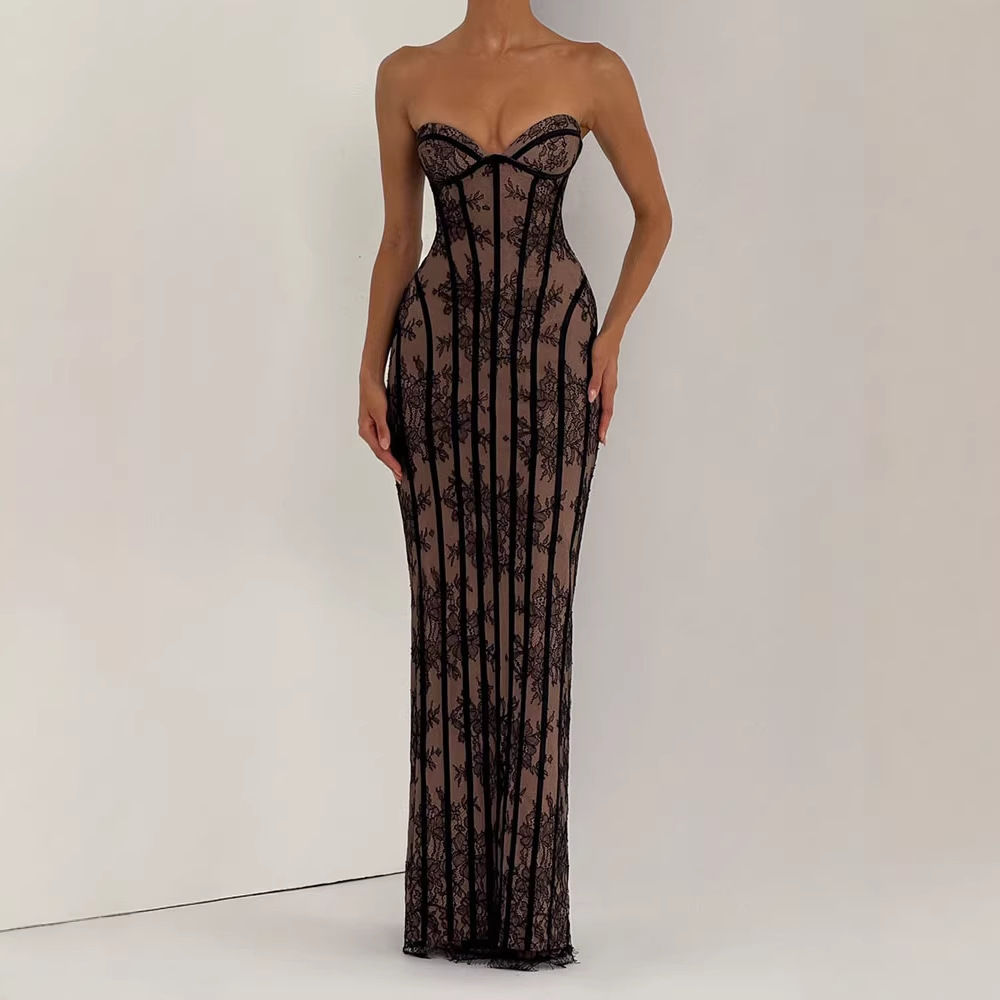Strapless Bodycon Maxi Dress f - Evening Gown 评论和价格